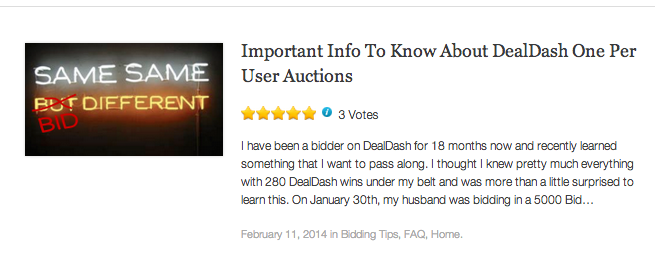 DealDash One Per User Auctions 